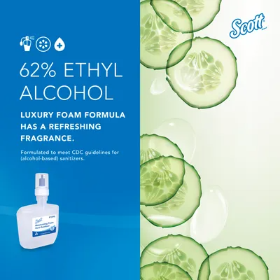 Scott Foam Hand Sanitizer, Clear,  2/1.2 L/cs, Fresh scent